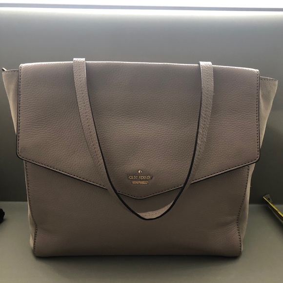 Kate Spade Mauve Pebbled Leather and Suede Tote - Picture 1 of 7